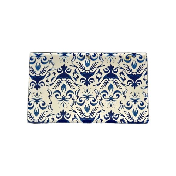 New Large Blue Mirror BOHO W/ Floral Luxe Gift Jewelry Storage Box - Picture 5 of 5